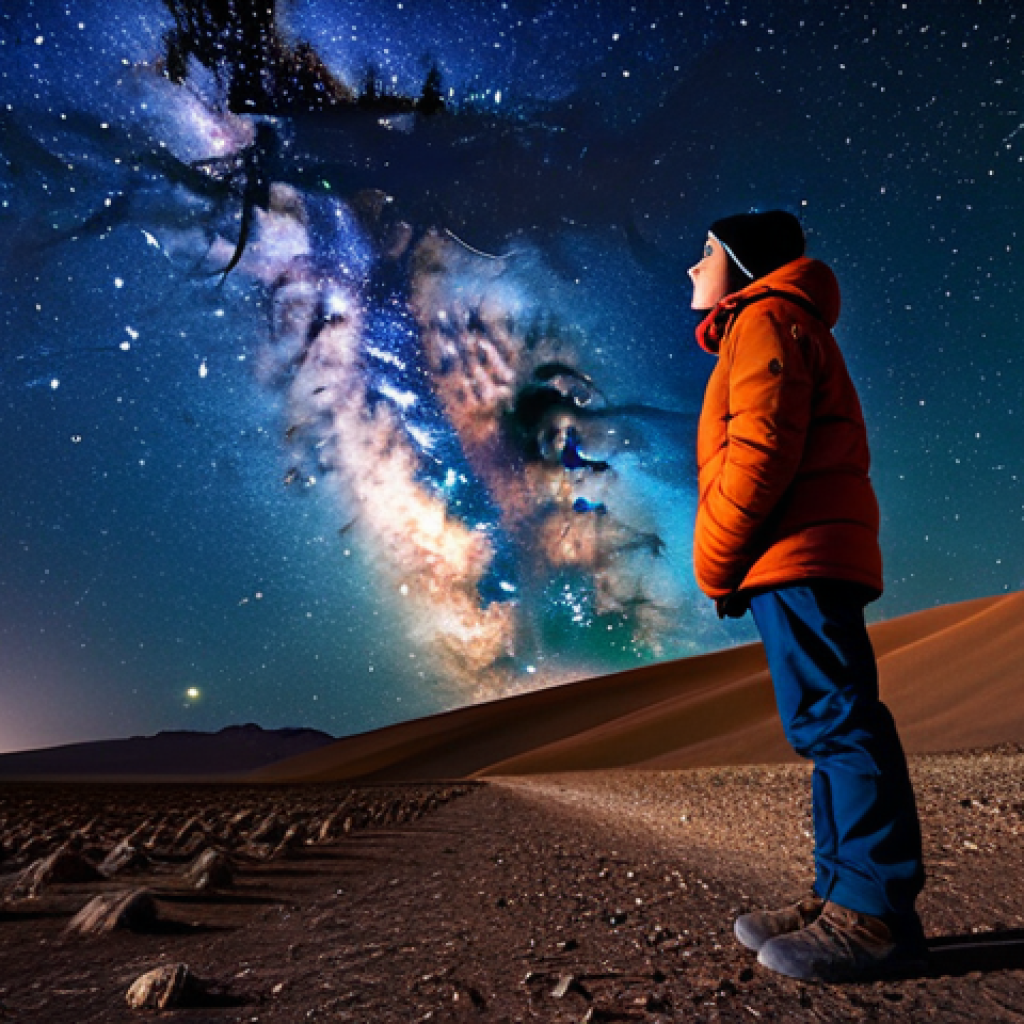 **

"A person bundled in warm clothes, looking up at the Milky Way in the Atacama Desert, Chile.  Immense starry sky, clear night, desolate landscape, fully clothed, safe for work, appropriate content, professional quality, perfect anatomy, correct proportions, natural pose, family-friendly."

**