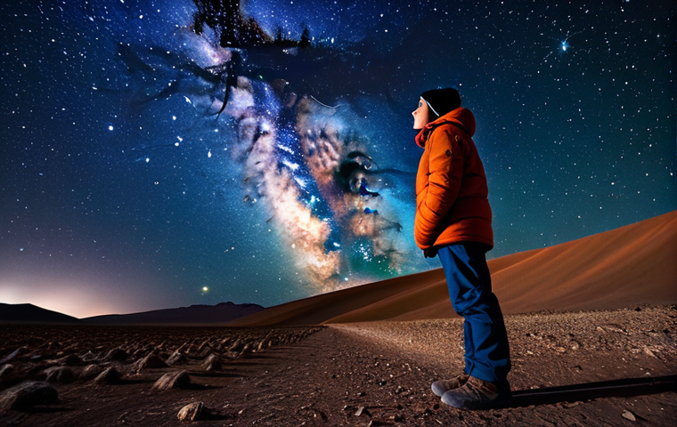 **

"A person bundled in warm clothes, looking up at the Milky Way in the Atacama Desert, Chile.  Immense starry sky, clear night, desolate landscape, fully clothed, safe for work, appropriate content, professional quality, perfect anatomy, correct proportions, natural pose, family-friendly."

**