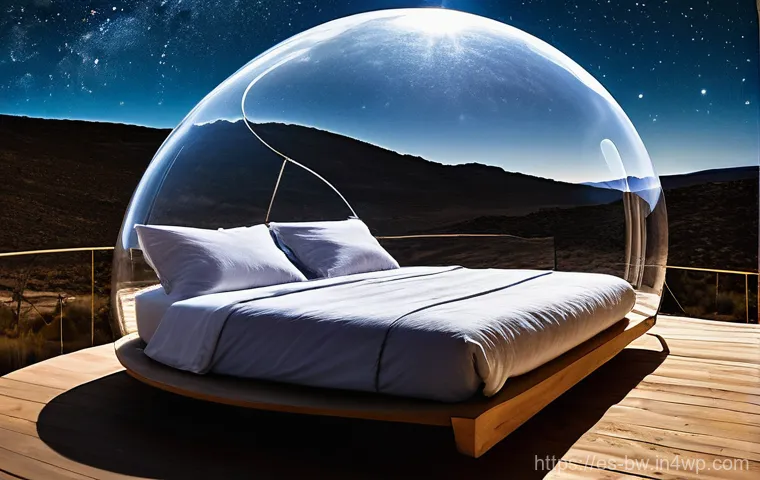 별빛 아래의 캠핑 경험 - **Prompt:** A cozy, lightweight camping tent, illuminated from within by a warm, soft glow, set up o...